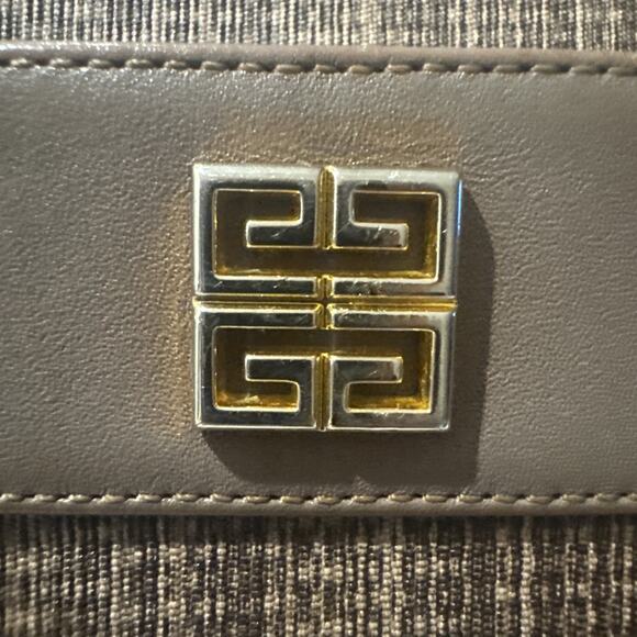 Givenchy, Rare, Collectible, Crossbody, Brown, Taupe W/Leather Trim, 4G Logo - Picture 4 of 16